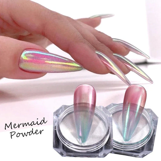 Rainbow Mirror Nails Glitter Powder Set-0